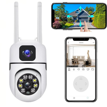 Cutech 4+4MP WiFi Dual Lens Mini PTZ CCTV Camera 360° Rotation, PTZ, HD Night Vision, Two-Way Audio, Motion Detection Wireless Indoor/Outdoor Security Camera for Home