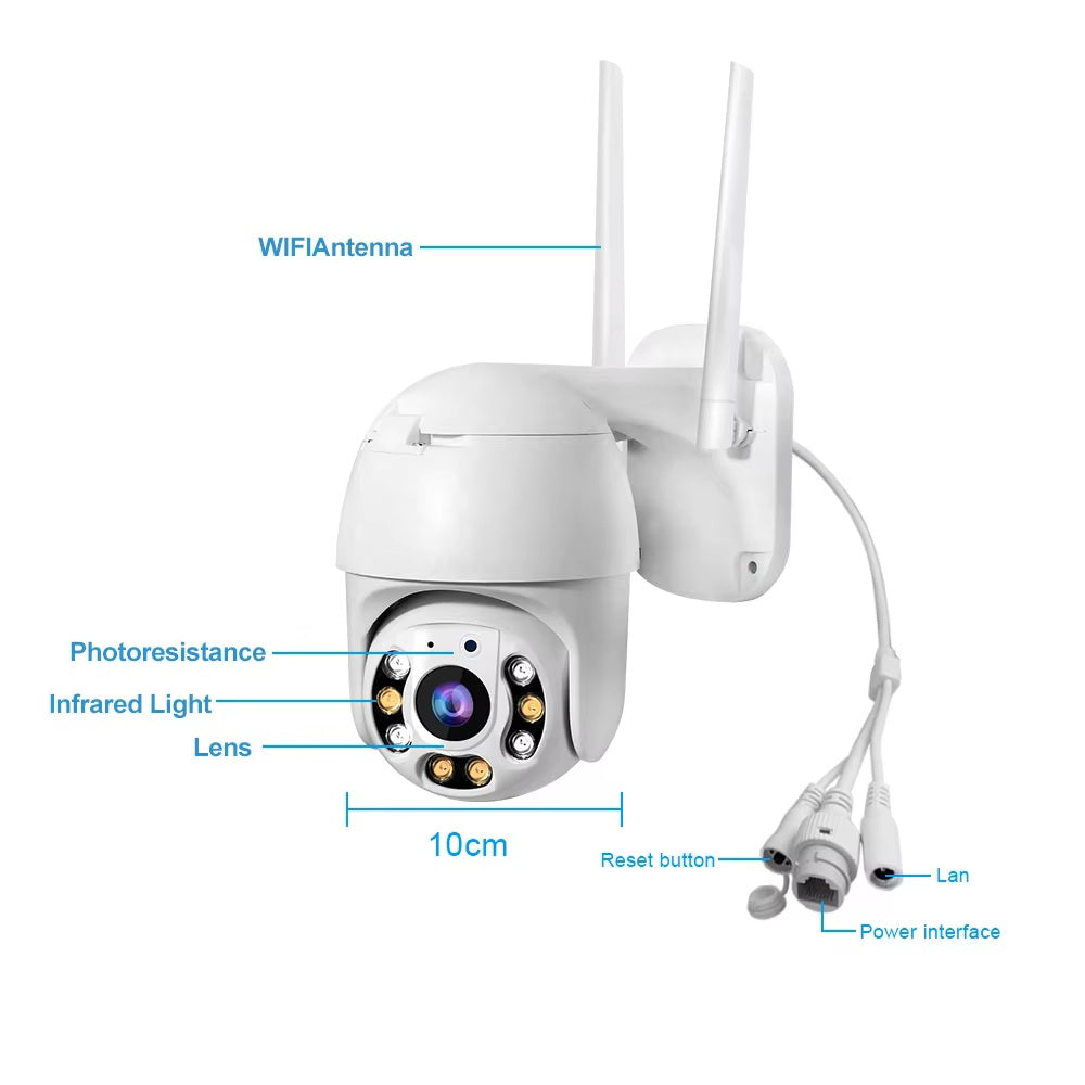 Cutech 5MP 360° PTZ WiFi Camera for Outdoor, Full HD 1080P, Dual Antenna, Night Vision, Motion Alert, Two-Way Audio, Mobile App Control, Weather Resistant CCTV Camera for Home