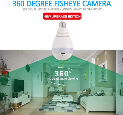 Cutech 3MP Indoor WiFi Light Bulb Camera for Home Security with 360° View Smart LED Light Bulb CCTV Camera, Wireless Light Socket Bulb, Motion Detection & Mobile App Control