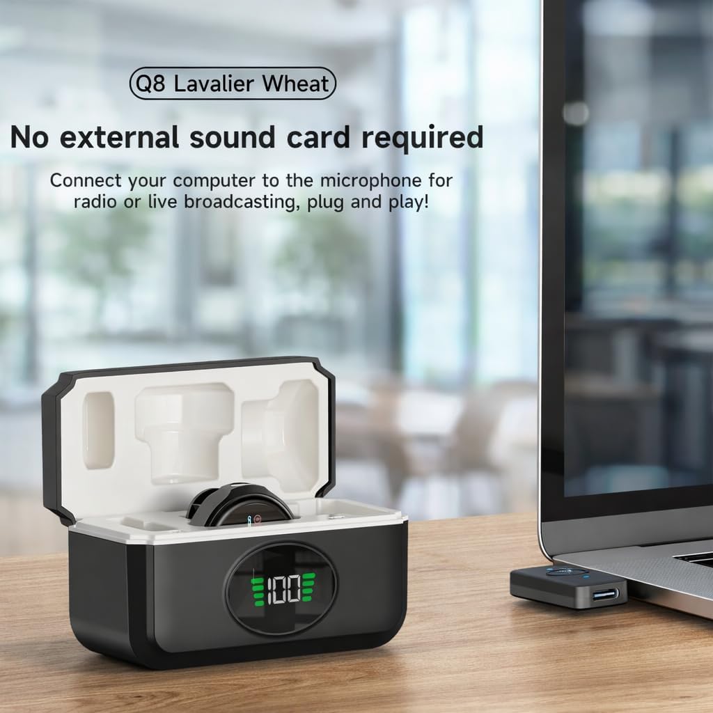 Cuetch Dual Wireless Lavalier Microphone for Android & iPhone | Noise Cancellation | Plug & Play | Mini Clip Mic for Video Recording | Vlogging & Live Streaming with Charging Case (EQ08)