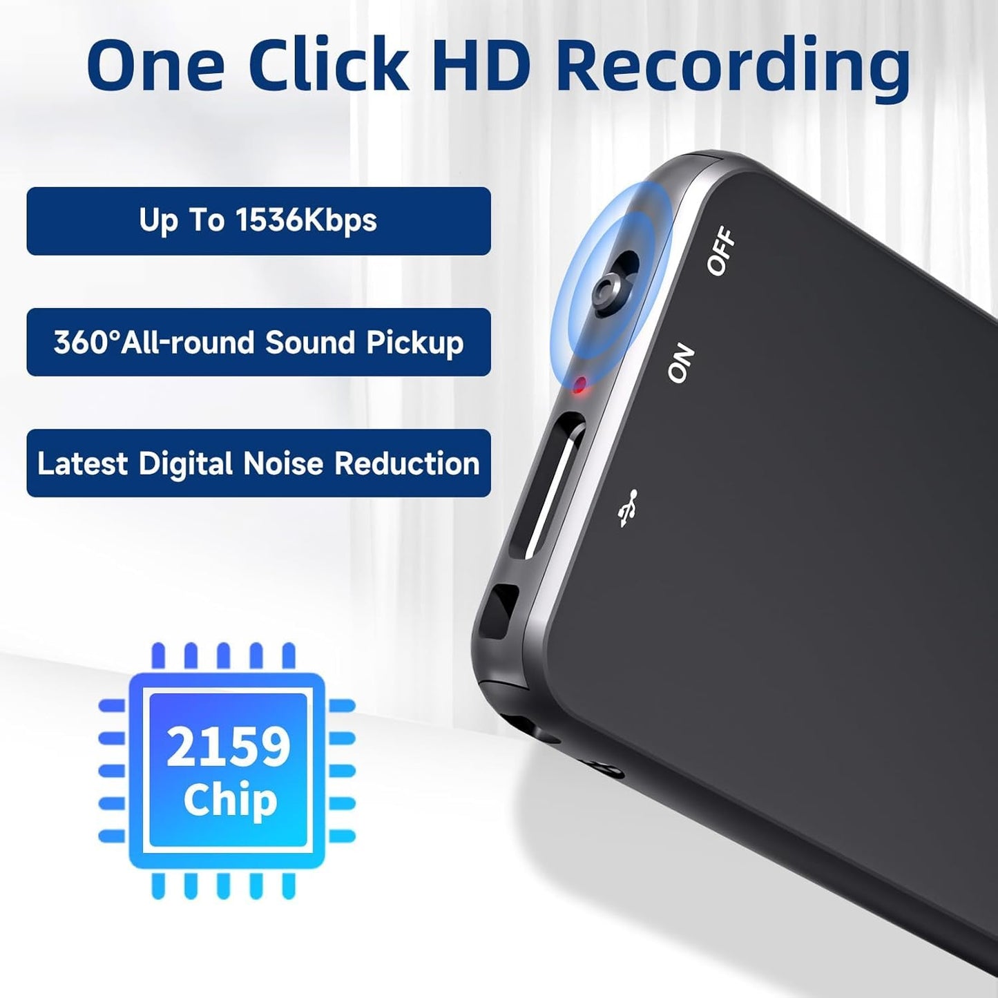 Cutech Slimmest Mini Digital Voice Activated Audio Recorder 64GB Inbuilt Memory with 750 Hours Recording Time After Single Charge, Metal Case, Voice Recording (Slimmest 64gb)