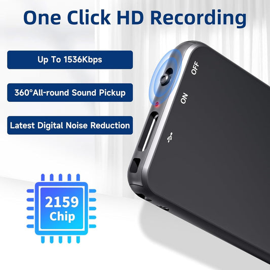 Cutech Slimmest Mini Digital Voice Activated Audio Recorder 64GB Inbuilt Memory with 750 Hours Recording Time After Single Charge, Metal Case, Voice Recording (Slimmest 64gb)