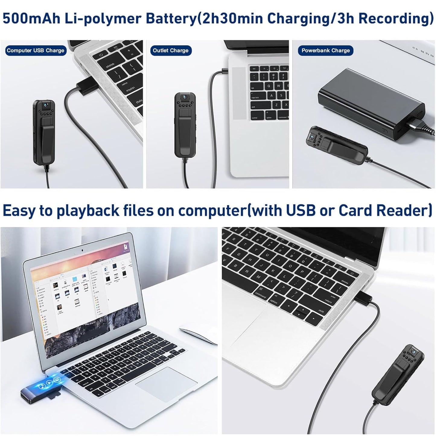 Cutech Body Camera, 1080P HD Bodycam Video Recorder with Night Vision, Wearable Camcorder for Home, Outdoor, Law Enforcement, Security Guard,