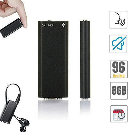 Cutech Digital Voice Recorder 8GB Hidden Micro Digital Voice Audio Recorder Device | Digital Audio Recorder with mp3 Music Player Mini Recording Device | Wireless Electronic Dictaphone