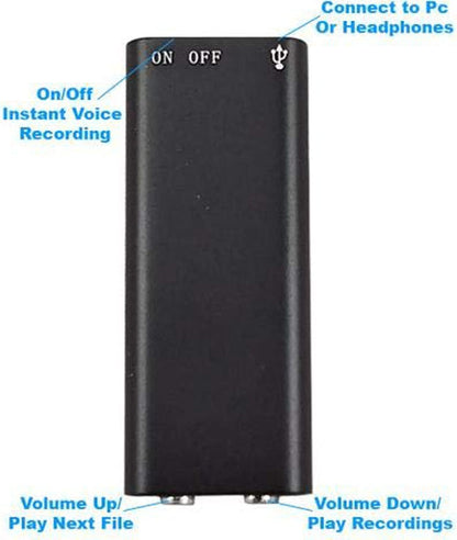 Cutech Digital Voice Recorder 8GB Hidden Micro Digital Voice Audio Recorder Device | Digital Audio Recorder with mp3 Music Player Mini Recording Device | Wireless Electronic Dictaphone