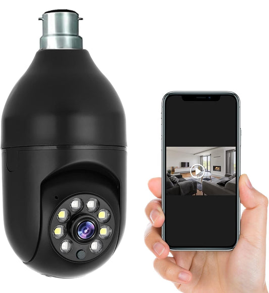 Cutech 3MP WiFi Black Light Bulb CCTV Camera Full HD 1080P, 360° PTZ Home Security Camera, Wireless Light Camera for Home Indoor, Night Vision, Two Way Audio & Mobile V380 Pro