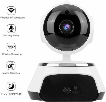 Cutech Smart WiFi Security Camera, Wireless Pan-Tilt Camera with HD Video, Two-Way Audio, Night Vision & Mobile App Support Robot CCTV Camera