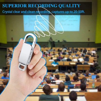 Cutech 360 Mini Digital Voice Recorder 8GB in Built Memory, Keychain Professional Audio MP3 Player Microphone Sound Recording (Silver 8GB Memory Recorder)