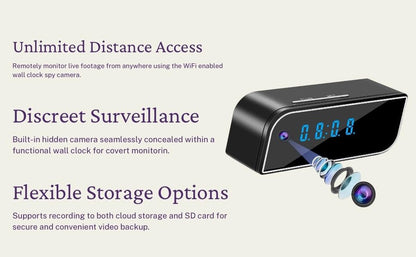 Cutech 1080P FHD WiFi Digital Table Clock Invisible Spy Camera for Home Hidden | Remote Monitoring | Cloud & SD Card Storage | Nanny Hidden Camera with Audio & Video Recorder for Home & Office Security