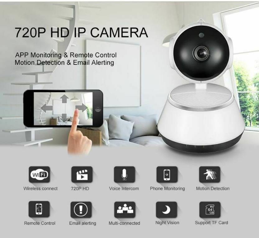 Cutech Smart WiFi Security Camera, Wireless Pan-Tilt Camera with HD Video, Two-Way Audio, Night Vision & Mobile App Support Robot CCTV Camera