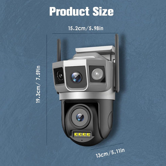 Cutech 6MP Dual Lens PTZ WiFi Security Camera Outdoor, 1080P HD Smart CCTV Camera with Pan Tilt Zoom, Color Night Vision, Motion Detection, Two-Way Audio with App Control