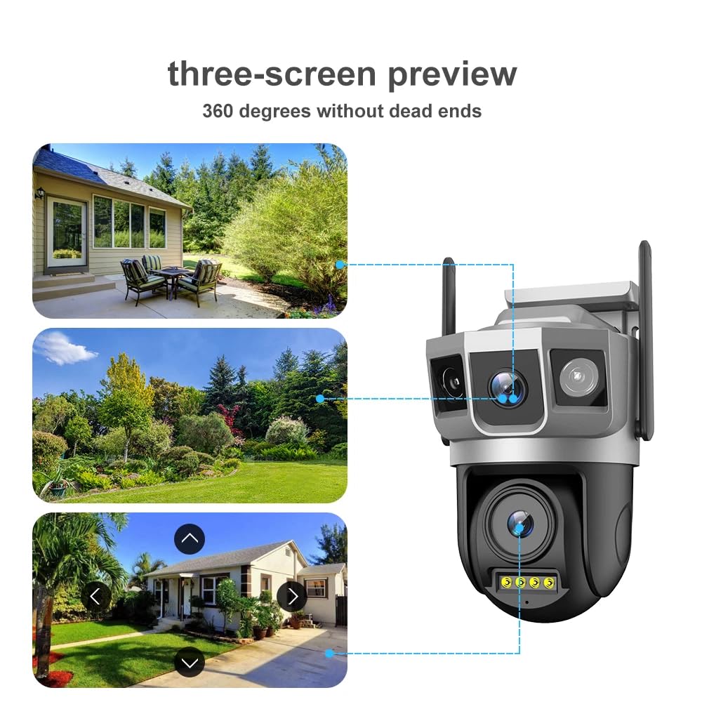 Cutech 6MP Dual Lens PTZ WiFi Security Camera Outdoor, 1080P HD Smart CCTV Camera with Pan Tilt Zoom, Color Night Vision, Motion Detection, Two-Way Audio with App Control