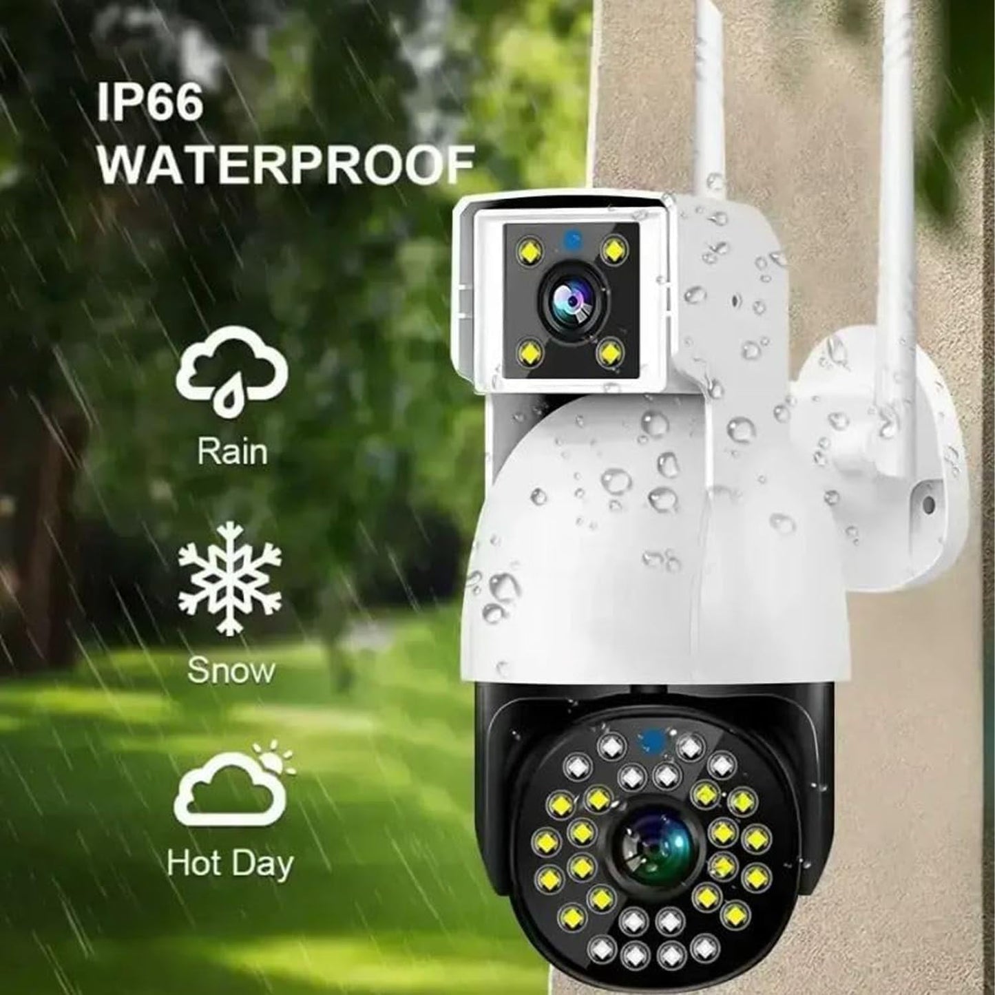 Cutech 5MP×3 UHD Triple Lens/Screen Triple PTZ 4G Solar Outdoor CCTV Camera | Color Night Vision | Human Detection | Two-Way Audio | IP66 Waterproof | Multi-User View