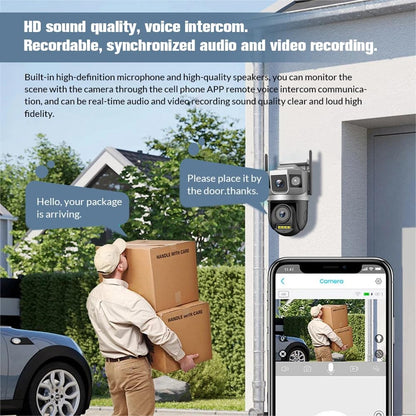 Cutech 6MP Dual Lens PTZ WiFi Security Camera Outdoor, 1080P HD Smart CCTV Camera with Pan Tilt Zoom, Color Night Vision, Motion Detection, Two-Way Audio with App Control