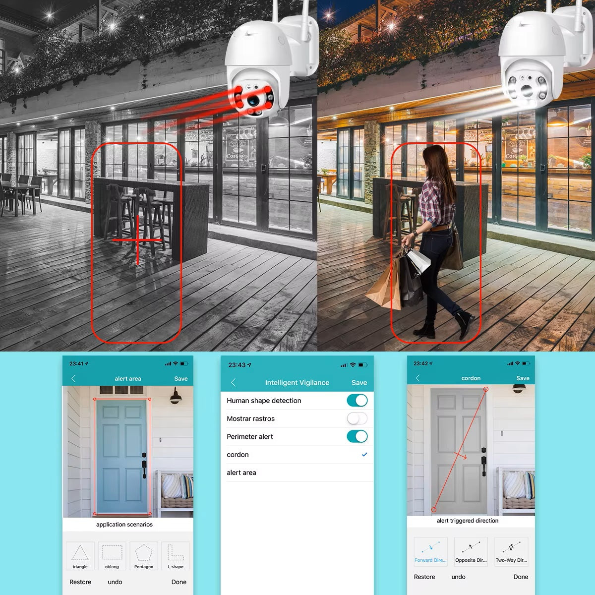 Cutech 5MP 360° PTZ WiFi Camera for Outdoor, Full HD 1080P, Dual Antenna, Night Vision, Motion Alert, Two-Way Audio, Mobile App Control, Weather Resistant CCTV Camera for Home