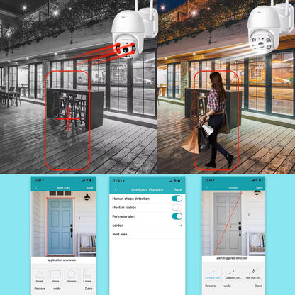 Cutech 5MP 360° PTZ WiFi Camera for Outdoor, Full HD 1080P, Dual Antenna, Night Vision, Motion Alert, Two-Way Audio, Mobile App Control, Weather Resistant CCTV Camera for Home
